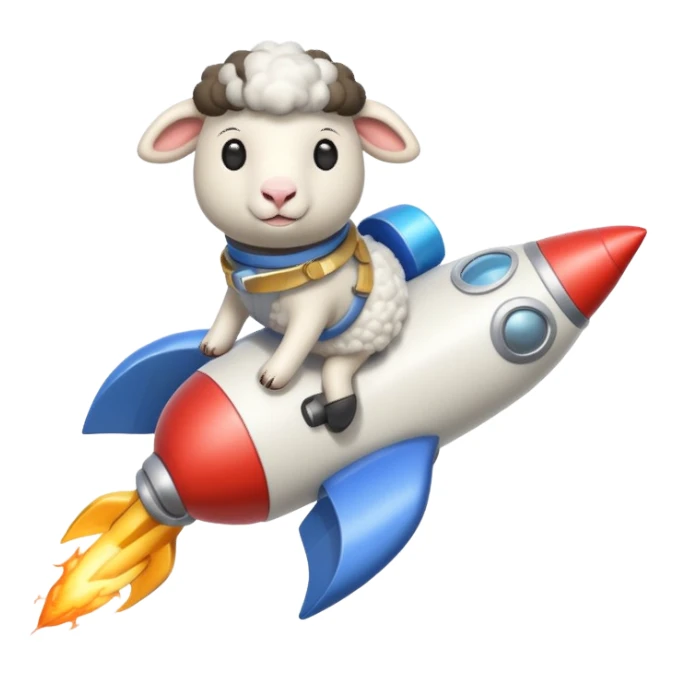 sheep flying on a rocket sticker