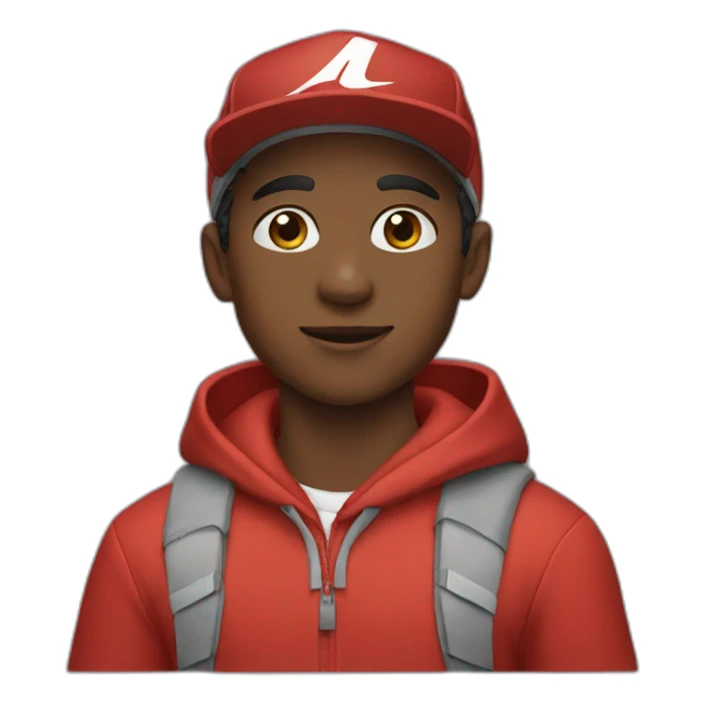 boy with a nike cap red sticker
