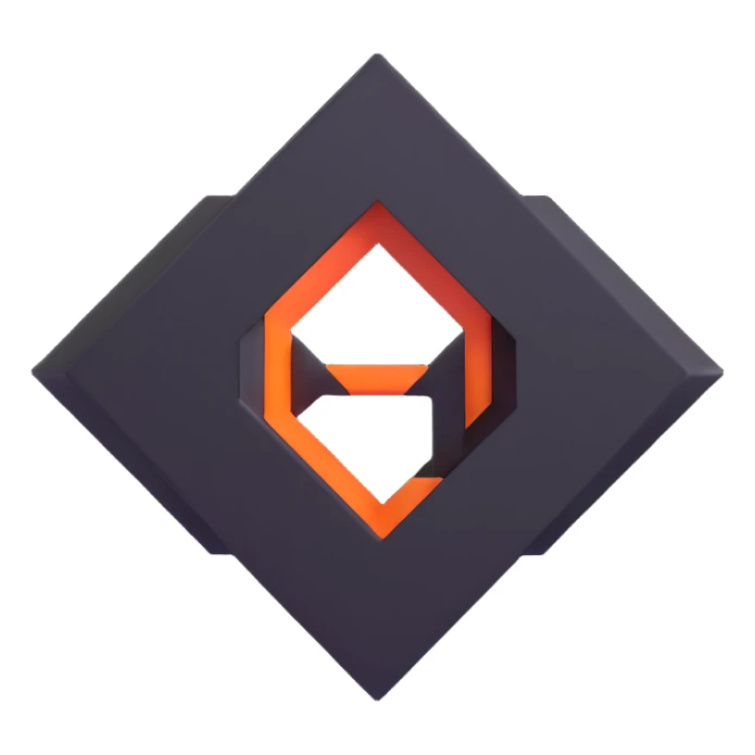 minimalist geometric 3D logo with clean lines sticker