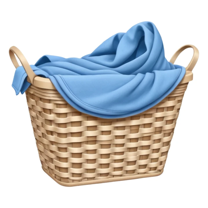 white LAUNDRY BASKET WITH FOLDED blue CLOTHES sticker