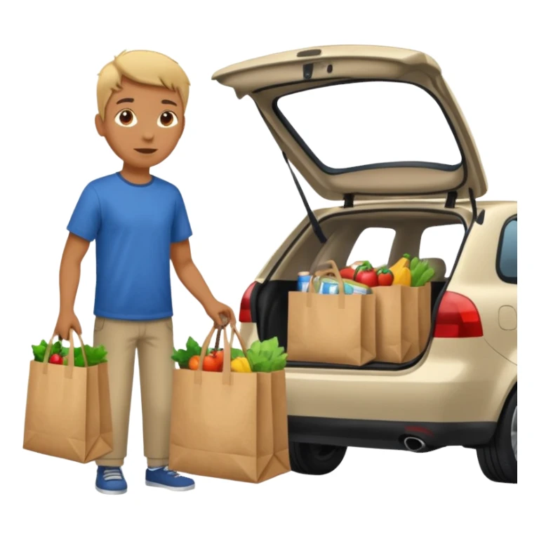Subiendo compras de supermercado al carro sticker