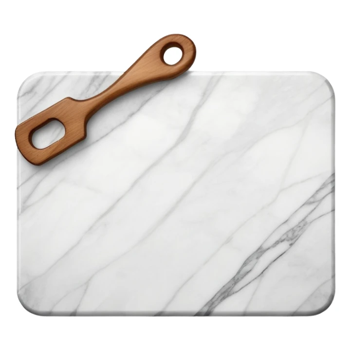 white marmor cuttingboard with a wooden handle sticker
