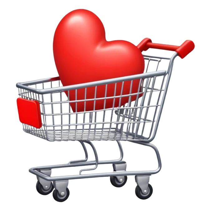 shopping cart with heart sticker