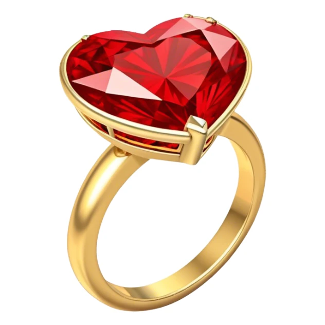 Red Diamond heart gold ring sticker