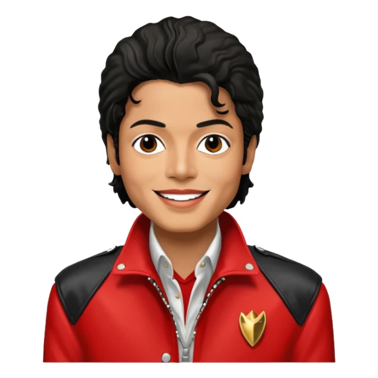 Michael Jackson with his Thriller jacket sticker