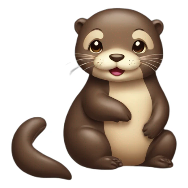 cute mom otter take a chocolate sticker