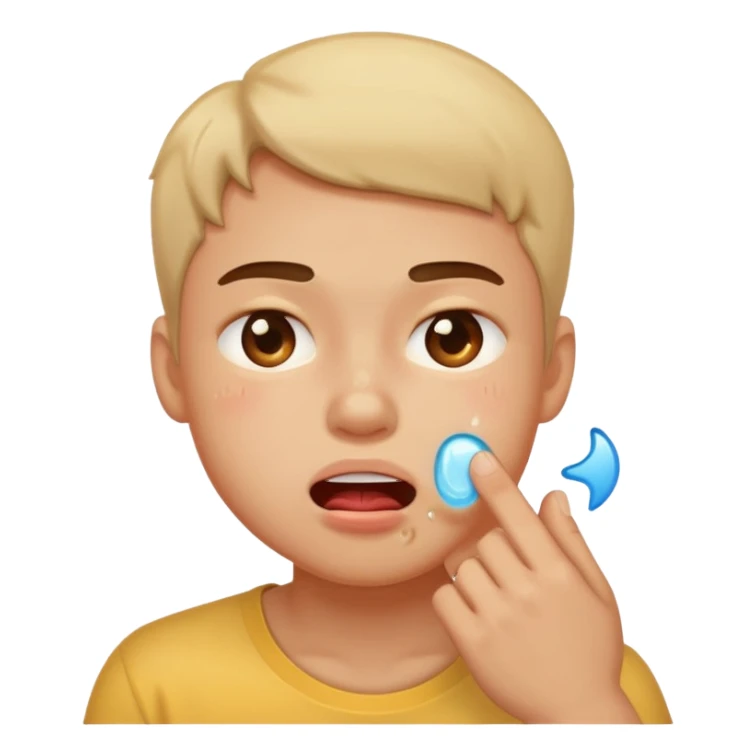 a person sweating and blushing while biting their cheek sticker