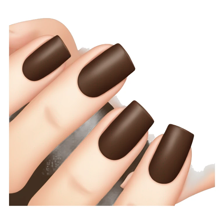 manicure with dark brown square nails sticker
