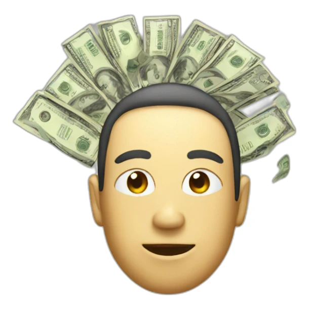Person with money head sticker