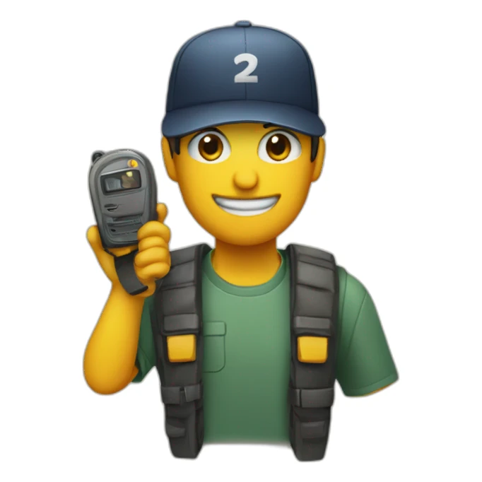 Persona con gorra y un walkie tookie  sticker