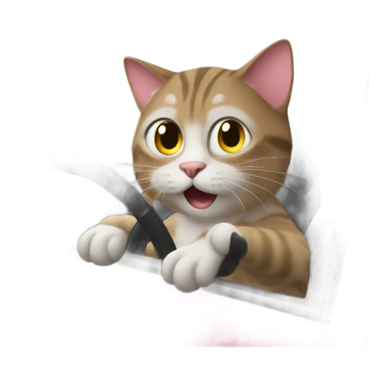 Cat driving car  sticker