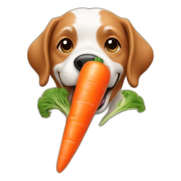 dog eating carrot sticker