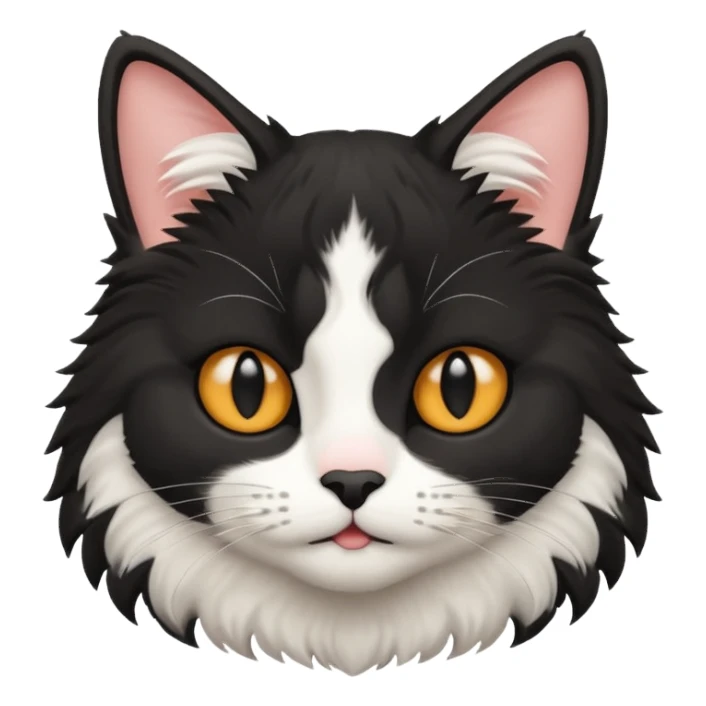 A bicolor cat emoji sticker