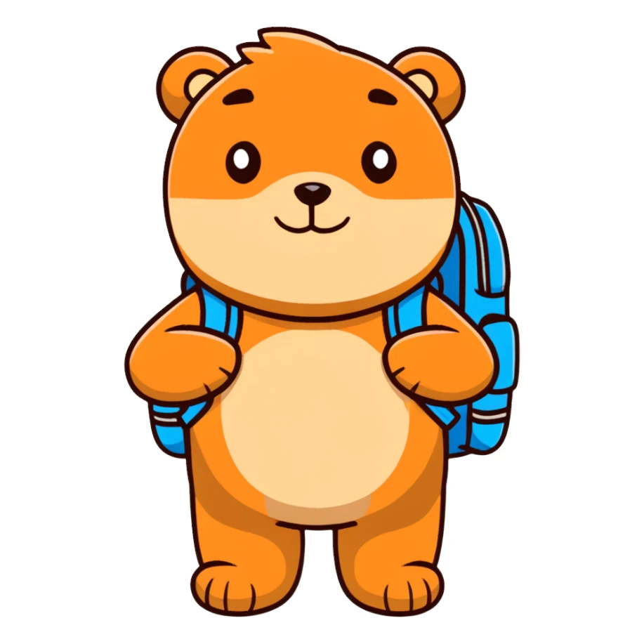 Colorful bear with backpack sticker sticker