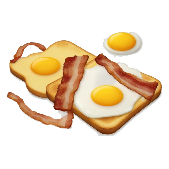 “Two fried eggs, crispy bacon, and buttered toast on a plate.” sticker