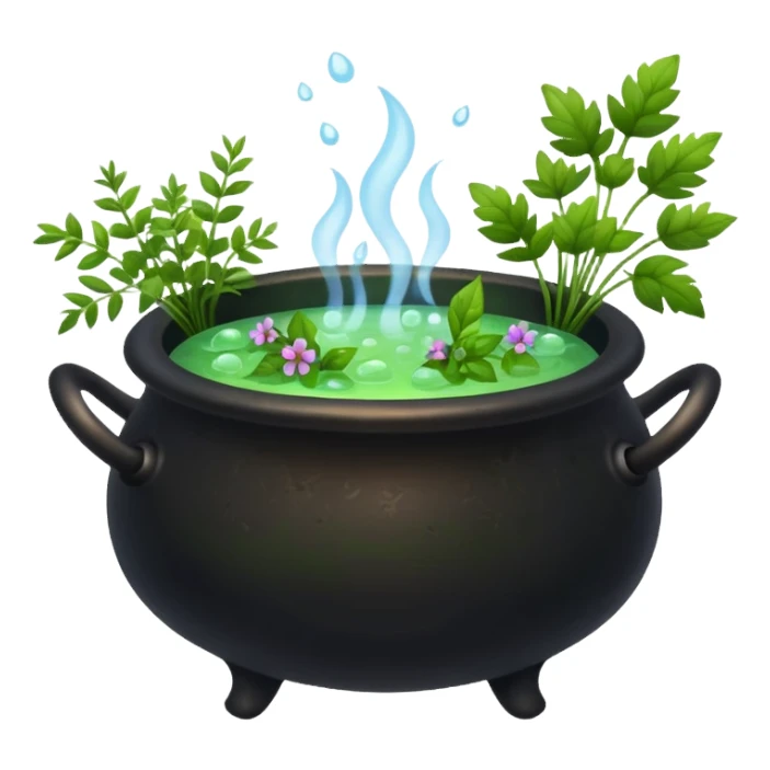 Cauldron with herbs and flowers sticker