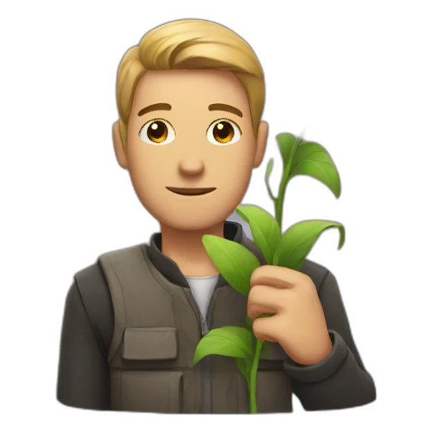 A man with a flower sticker