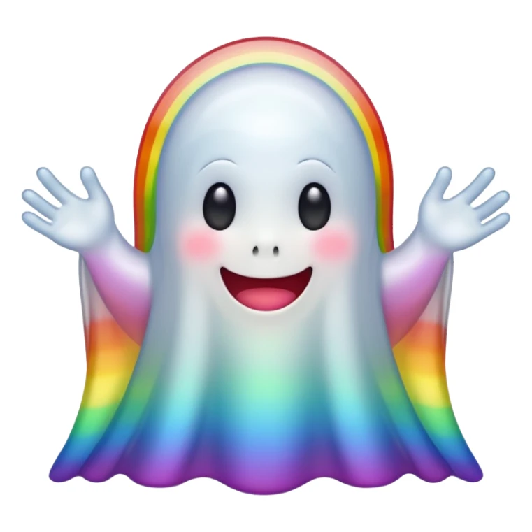 smiling ghost with a rainbow gradient sticker