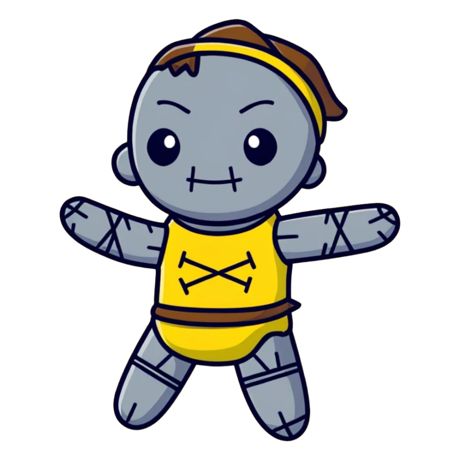 black and yellow voodoo doll sticker