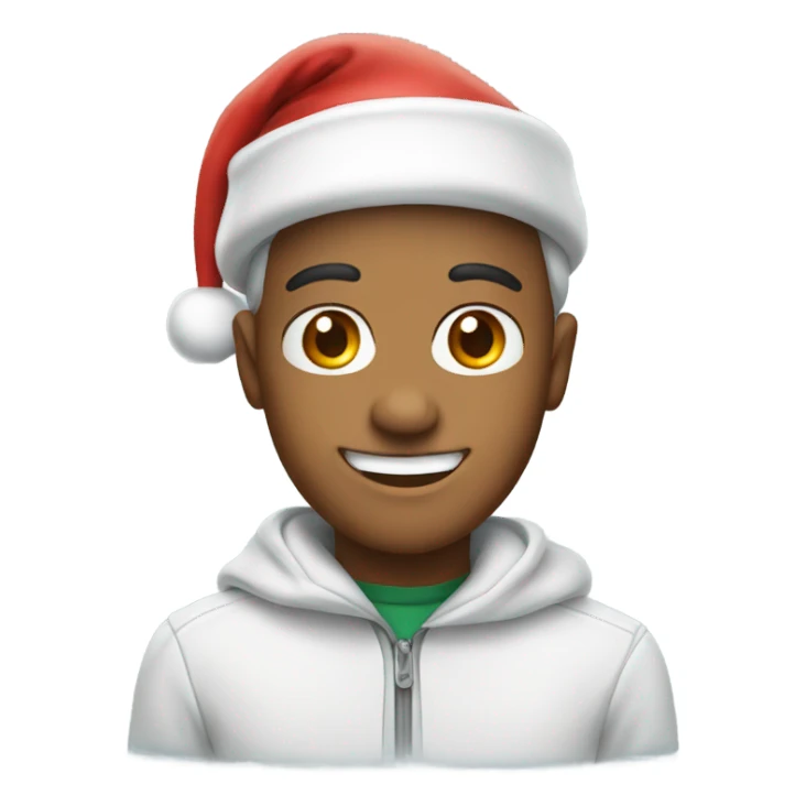 Smiling and wearing a Santa hat sticker