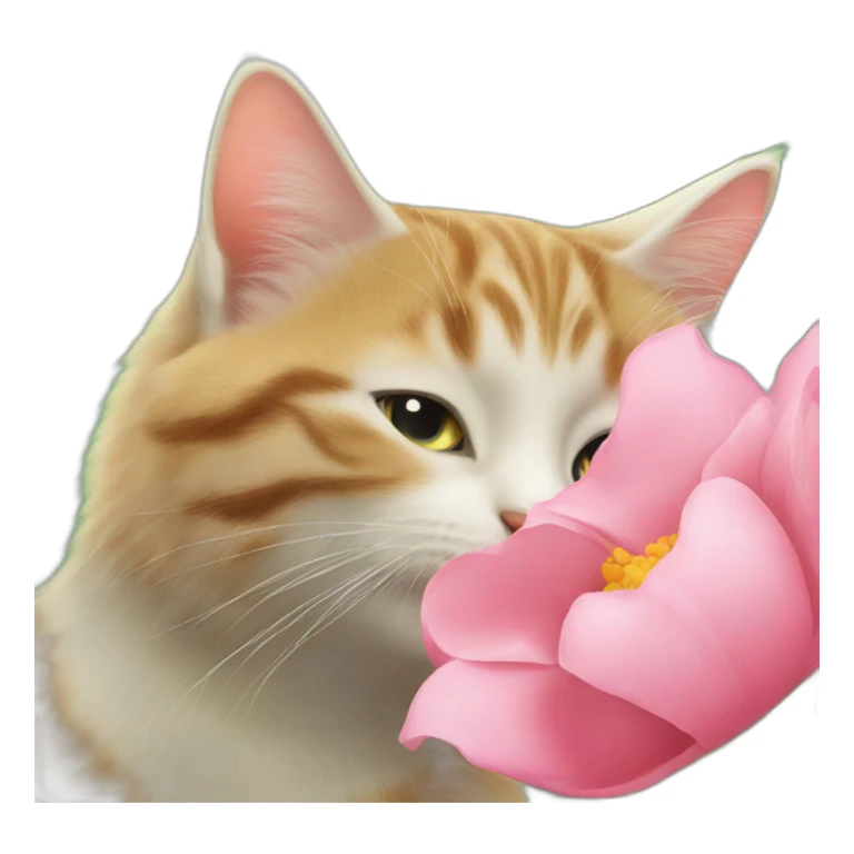 Cat kissing flower sticker