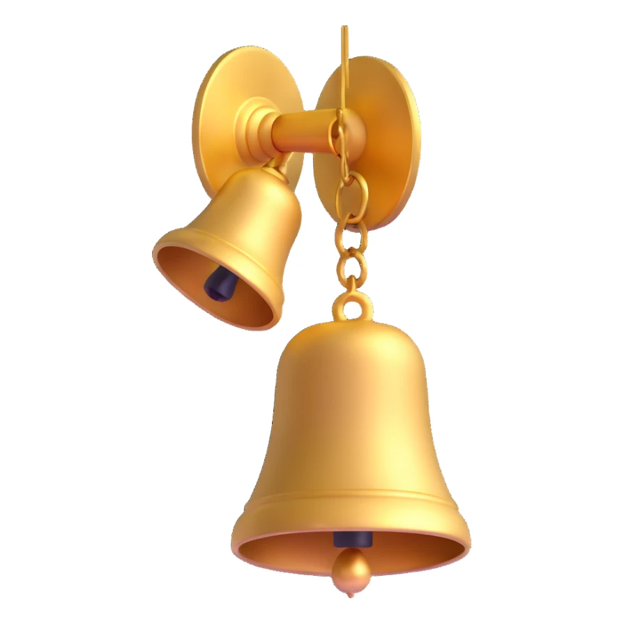 3d golden ringing bell sticker