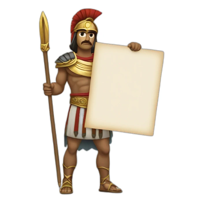 grecian warrior holding blank sign sticker