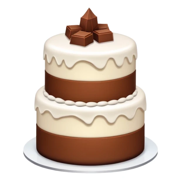 White cake with brown chocolate sticker