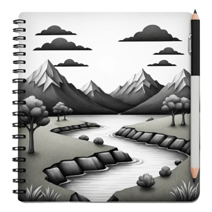 a pencil drawing in a notebook  sticker