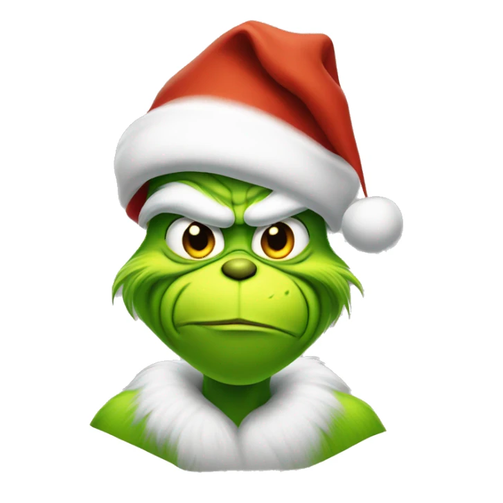 Grinch wearing Santa hat sticker