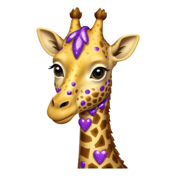 Girafa com colar roxo com glitter sticker