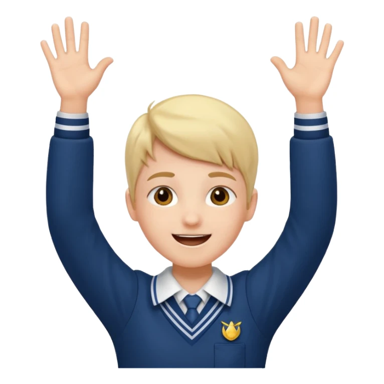 happy school student raising arms sticker