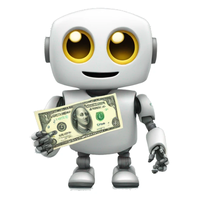 Cute robot with money sticker