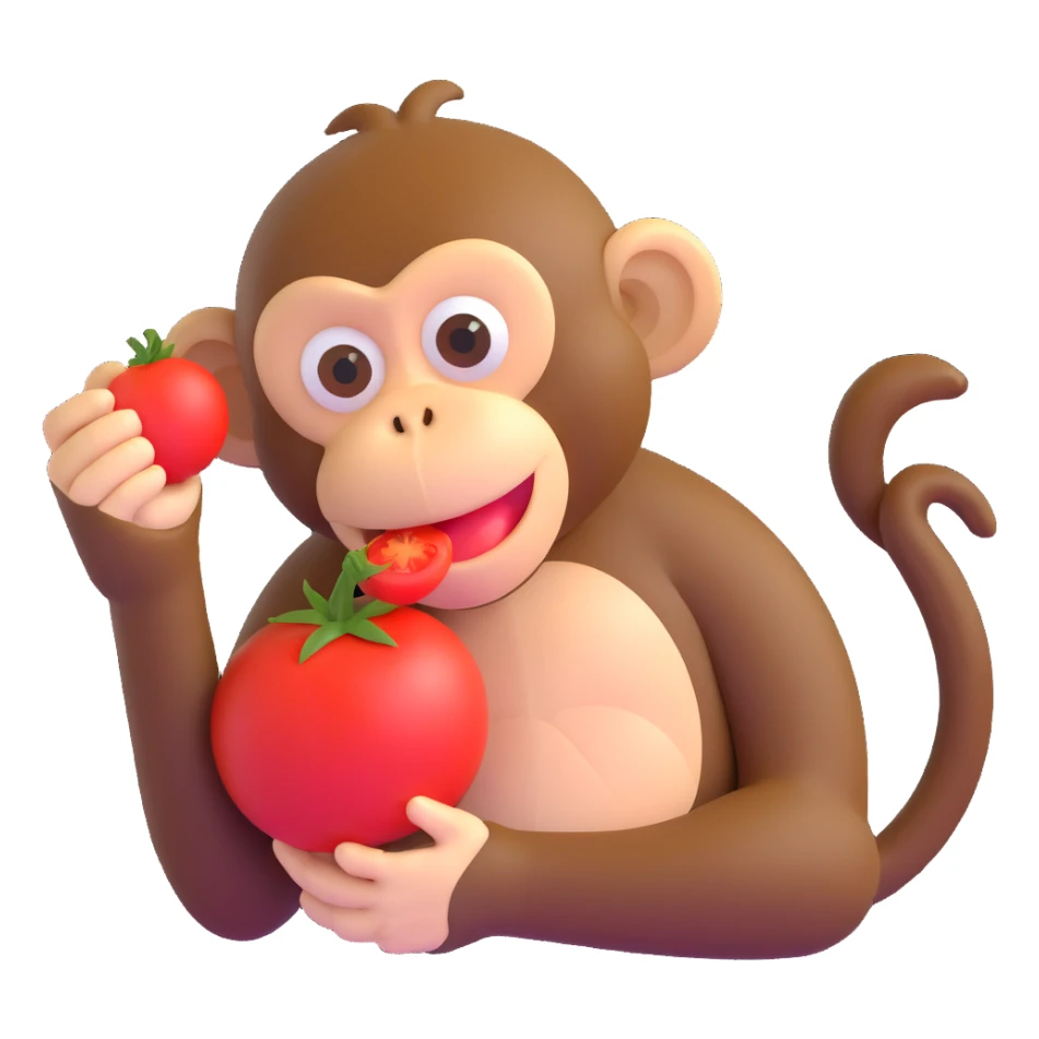 monkey eating tomato sticker