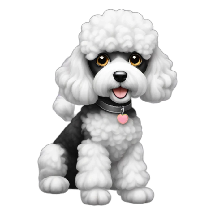 black white poodle sticker
