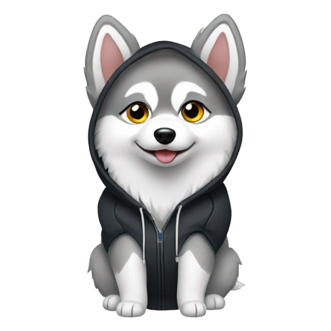 Pomsky wearing a hoodie sticker