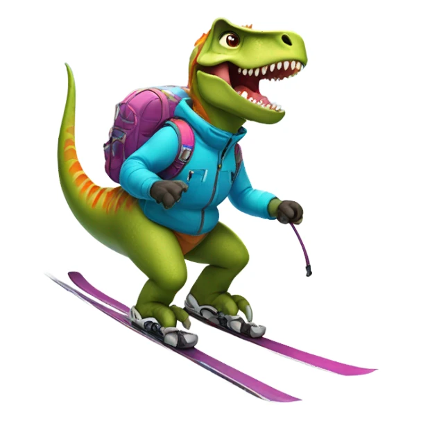 Dinosaur skiing  sticker