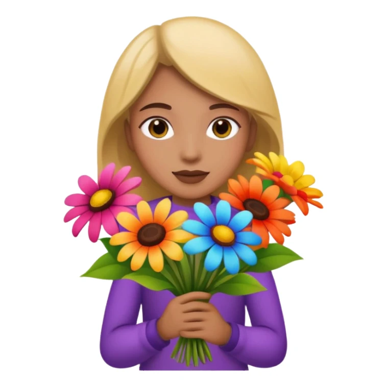 flower-holding person bouqet sticker