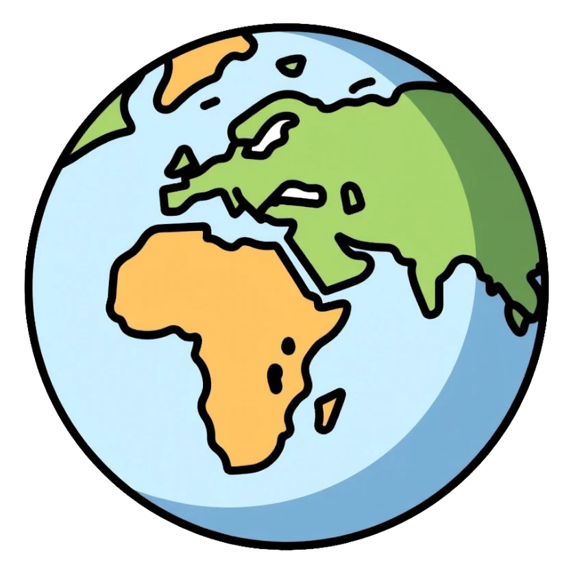 Detailed world globe showing continents sticker