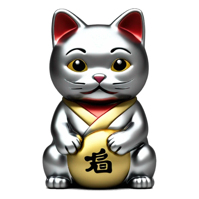 Full chrome plated solid color uncluttered maneki neko 3d sticker