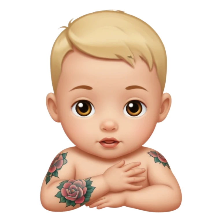 baby with tattoo sticker