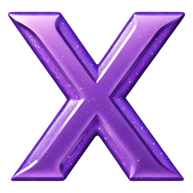 glitter purple letter X sticker