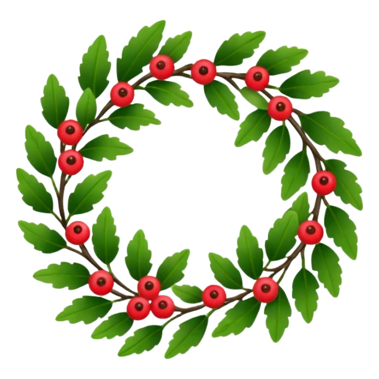 A leafy wreath with small berries woven between the branches. sticker