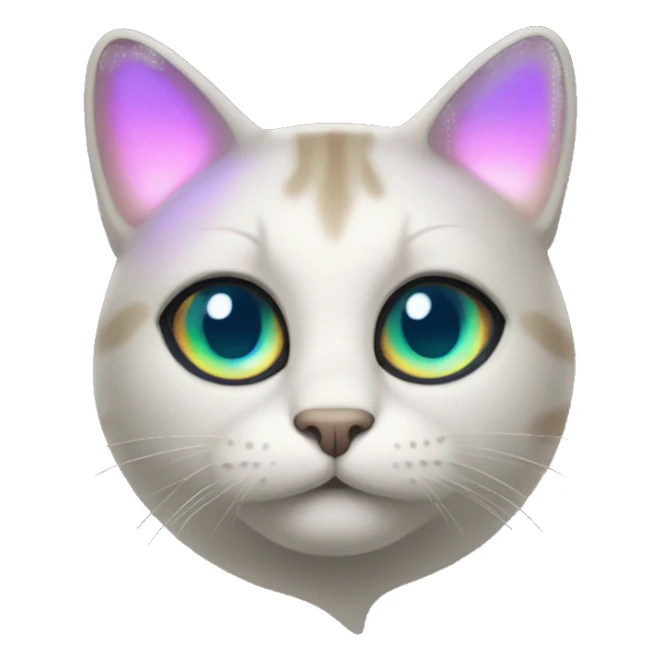 cat with glowing iridescent ears sticker