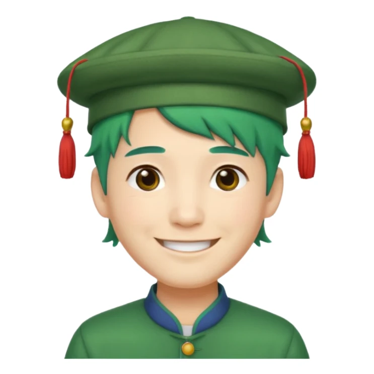 chinese man green haired and hat sticker