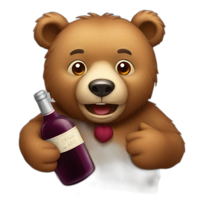 Bear with red wine sticker