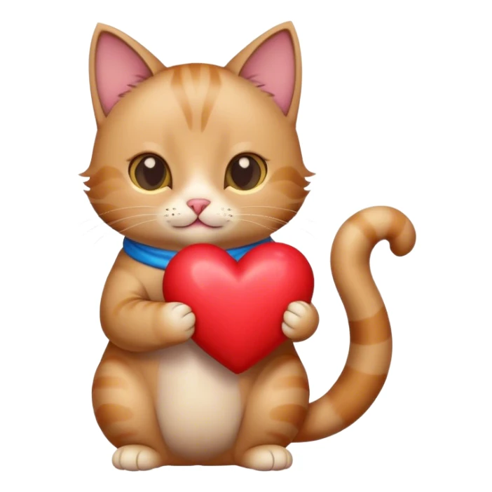 Cat holding a heart sticker
