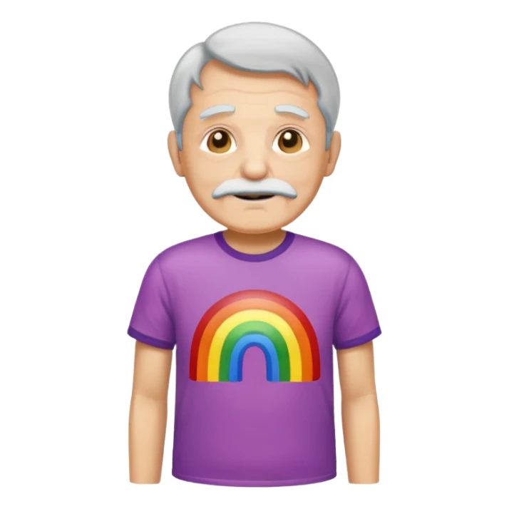 old man with rainbow colored t shirt sticker