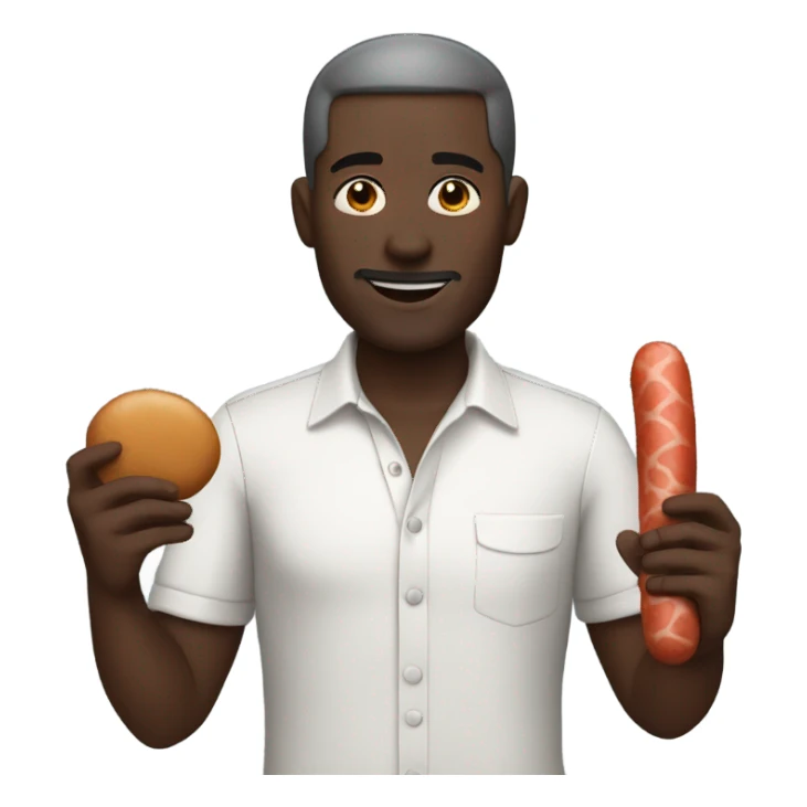 Dark skinned Man holding sausage sticker