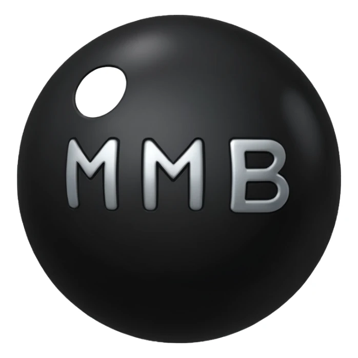 Black Ball with MB written on it sticker